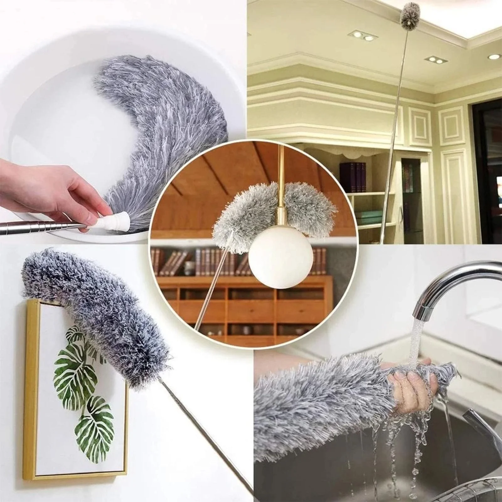 Microfiber duster with long extendable handle